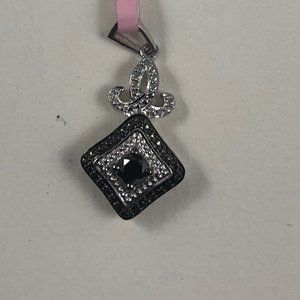 New .31 Black Diamond Sterling Silver Pendant #660